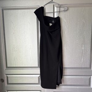 JAYGODFREY Black One-Shoulder Sheath Dress with Side Slit
